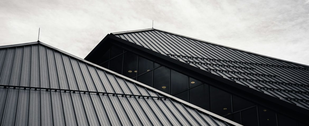 black and white glass building