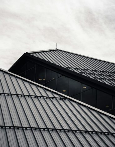 black and white glass building